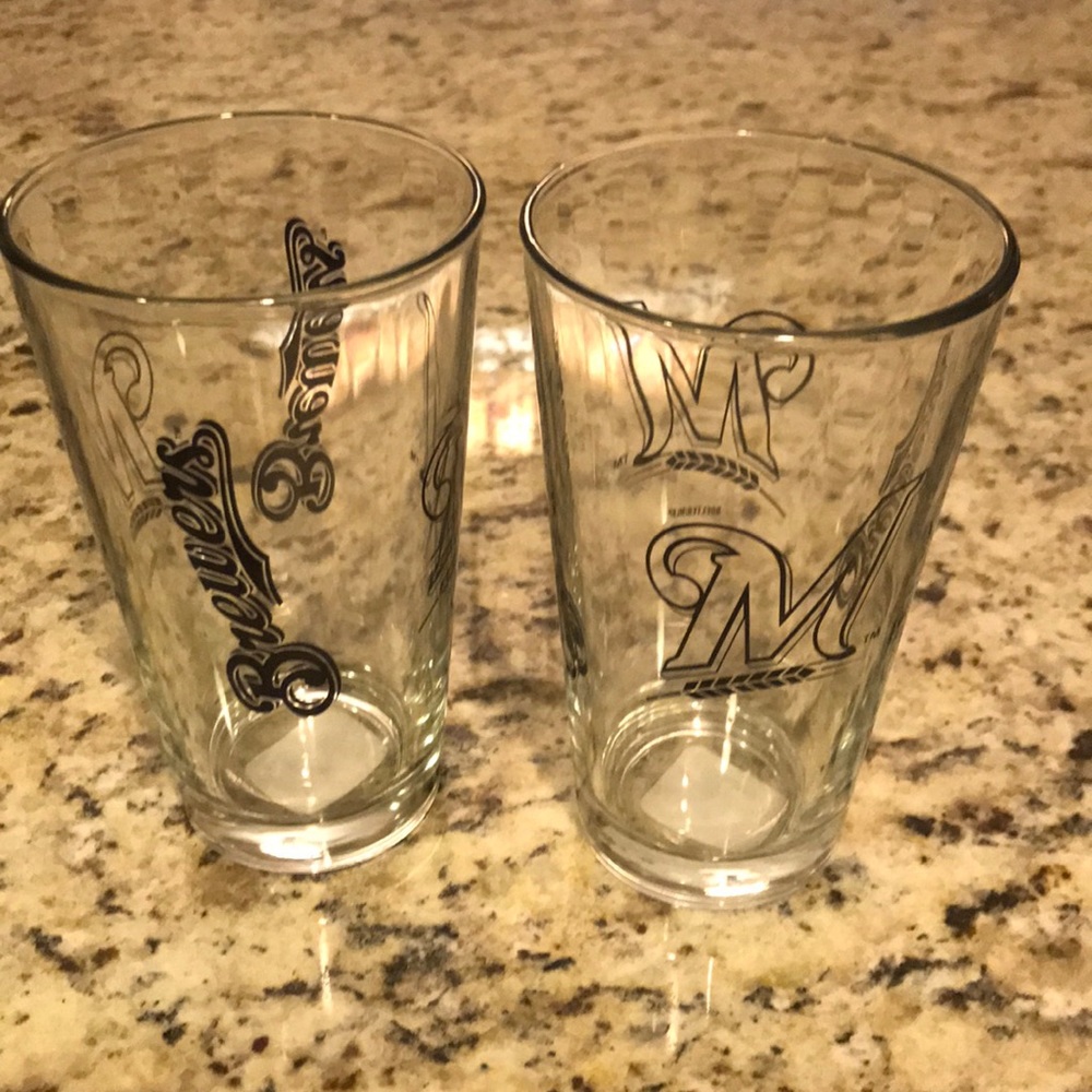 Milwaukee Brewers glasses.